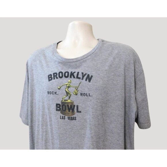 Brooklyn Bowl Las Vegas Logo Tee 2X Gray Short Sleeve Cotton Blend USA Made - Picture 2 of 6